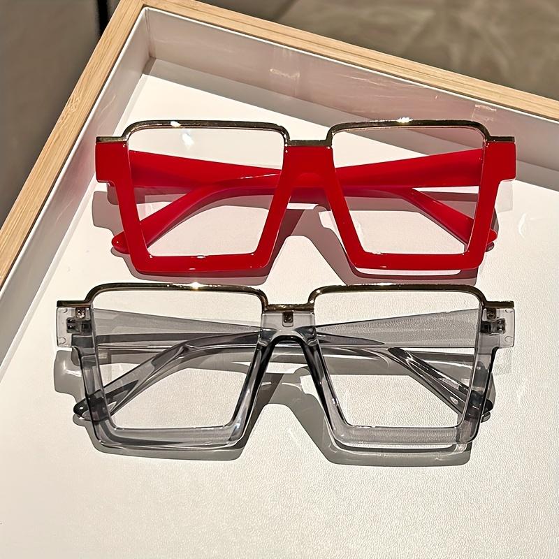 Chic Square Candy-Colored Glasses for Women - Durable Plastic & Metal Frame, Blue Light Blocking Clear Lens, Perfect for Parties