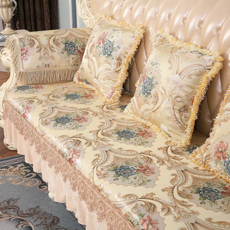 

European Sofa Cushion, Universal Leather Sofa For All Seasons, Non-Slip Seat Cushion, Backrest Towel, Special-Shaped Chaise Longue All-Inclusive Prom 90*90cm