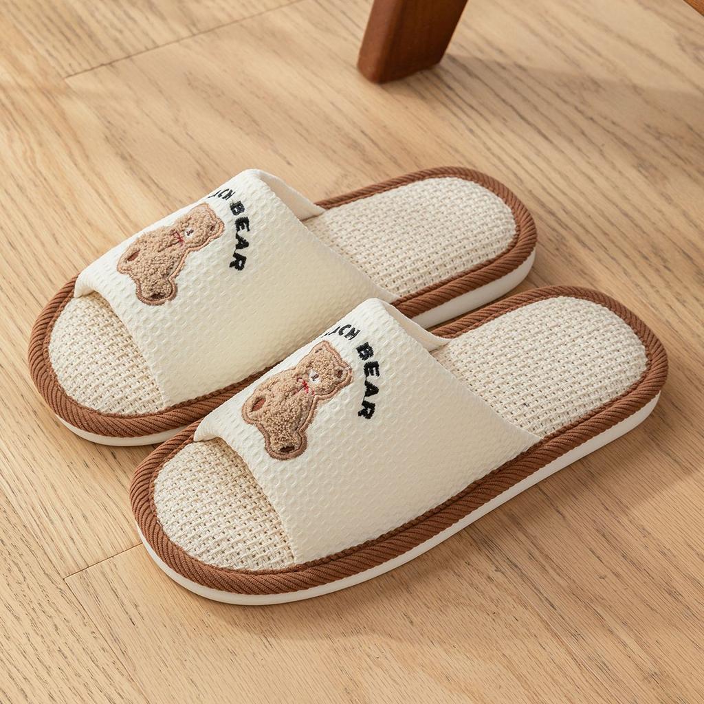 Leinenslipper Damen Frühling und Herbst Vier Jahreszeiten Indoor Haushalt Baumwolle und Leinen Zuhause Rutschfest Sommer Herren Paar