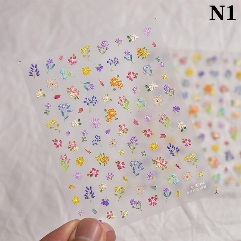 

Милый белый полевой цветок, цветной, красивый цветок ромашки, подсолнух, 5D тисненый рельеф, наклейка для украшения ногтей, 3D наклейки для маникюра as the picture