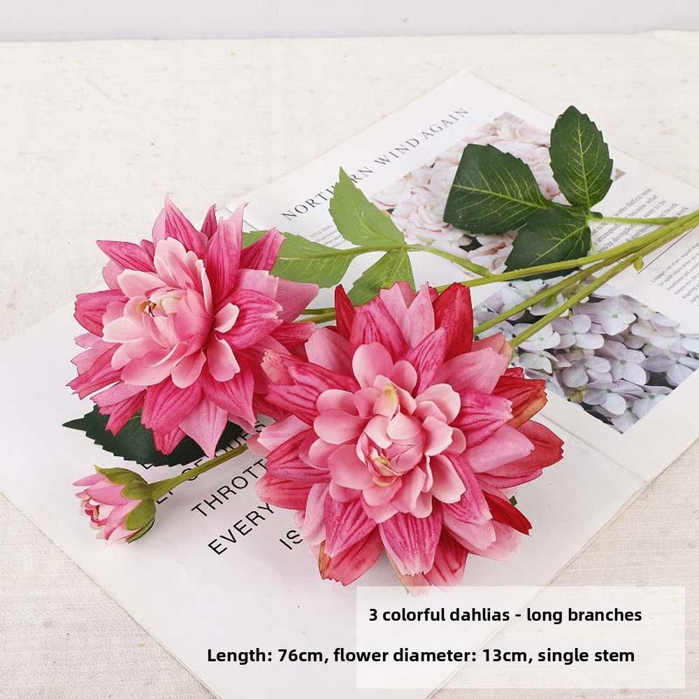 Handmade Artificial Dahlia Flower Real Touch Fake Flower Faux Dahlia Branch  Home Living Room Decor