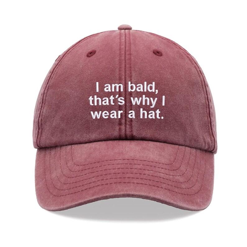

1pc I Am Bald,That s Why I Wear A Hat Baseball Cap,Vintage Washed Unisex Dad Hat Low Profile Adjustable Faded Sport Sun Hiking Adjustable бордовий
