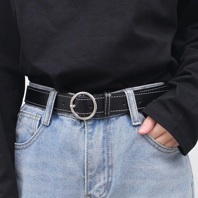 

Pu Trendy Black Waist Belt With Elegant Gold And Silver Buckles For Casual Wear Black Silver