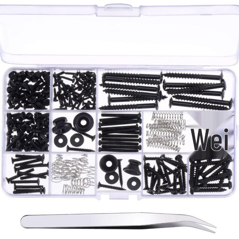 9-Piece Guitar Accessory Screw & Strap Button Set - Silver, Black, Gold