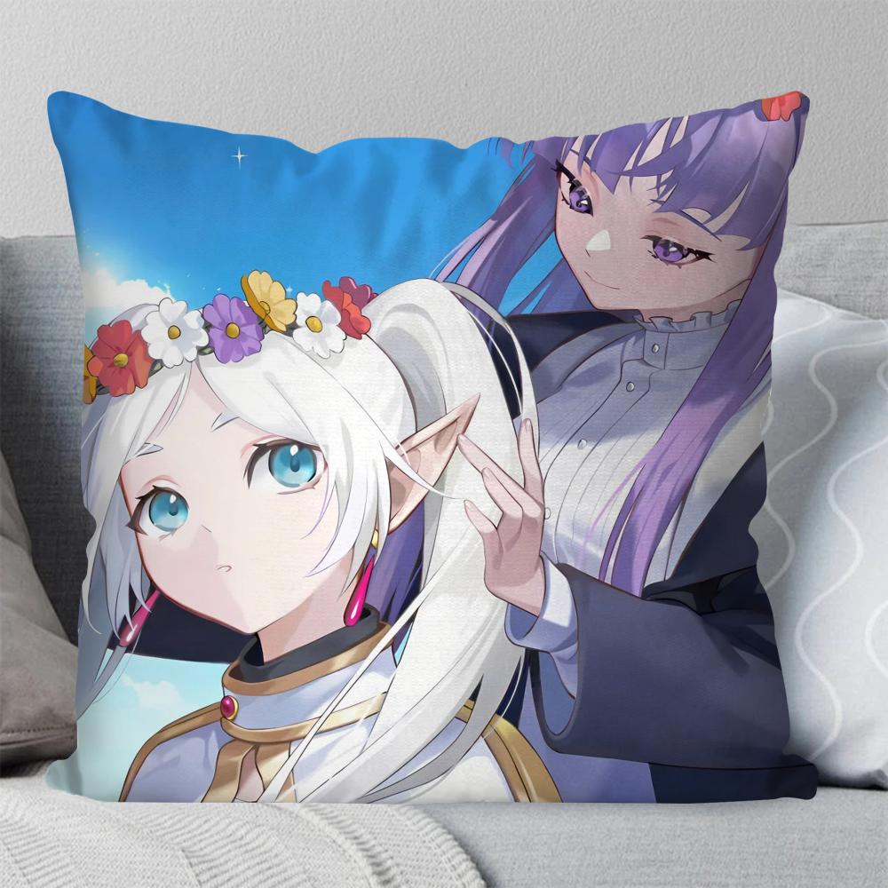 Animation Frieren Beyond Journeys End Pillow Case Square Pillow Bedroom Sofa Leisure ComfortCarLiving Room Home Decoration 40X40
