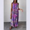 2024 Summer New Arrival Casual Women's Clothing Print Long Dress Loose Splicing Sling Dress