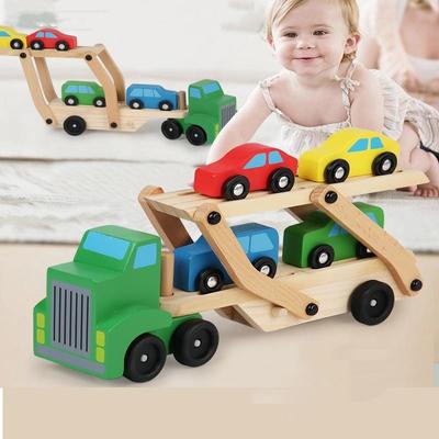 Kindertransporter Bausteine Holz Doppelschicht Automodell Fallfest Farbkognitiv Eltern-Kind-Interaktionsspielzeug