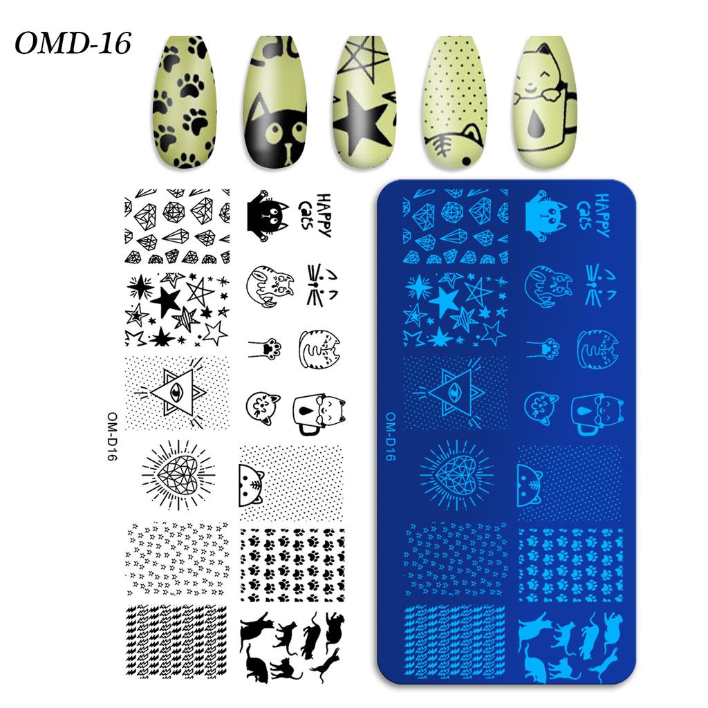 Nail Art Transfer Steel Plate, Rectangular Printing Oil Transfer Printing Steel Plate Blue Film Painted Board Omd Series