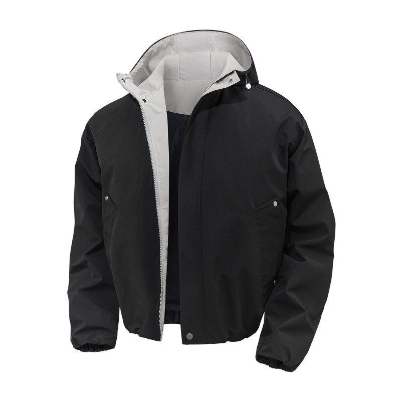 

2026 Новый американский стиль 3D однотонный с капюшоном повседневный свободный крой подделка из двух частей XL чёрный