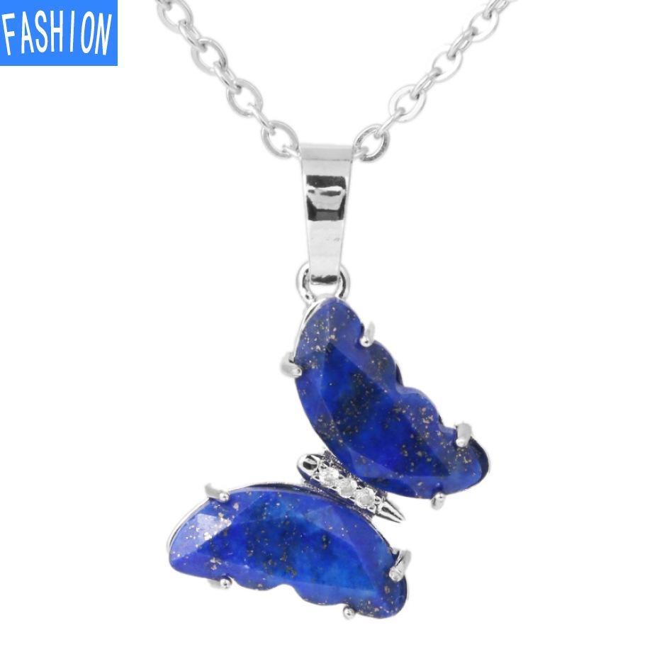 

Женская мода Кристалл Аметист Розовый Кварц Подвеска в виде Бабочки Ожерелье Подарки на День Матери Ожерелье Серебро/Золото Lapis Lazuli