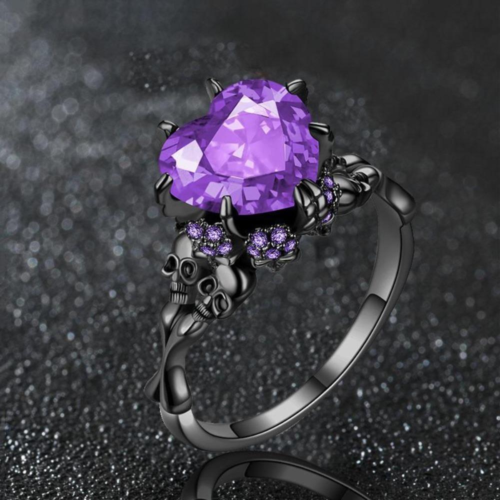 Gothic Black Skull Rings Biker Rings Vampire Accessories Halloween Gothic Engagement for Women Gifts Christmas Gifts