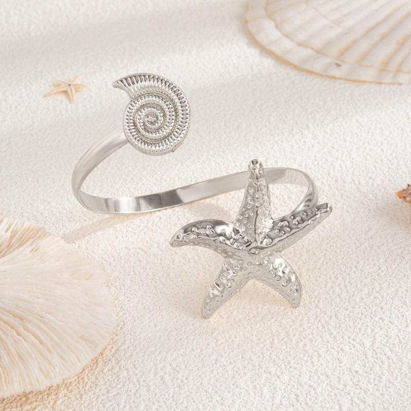 Punk Stil Geometrischer Seestern Verstellbare Öffnung Armreif Für Frauen Mode Metall Armschmuck