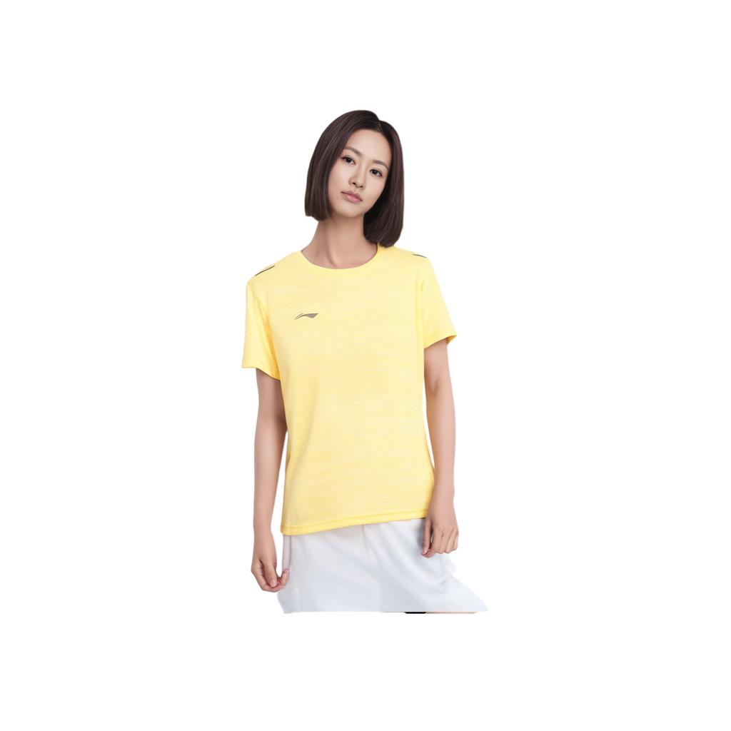 Li Ning Plain Logo Round Neck Pullover Short Sleeve T-Shirt Unisex T-Shirts Chrome-Yellow ATSS600-4