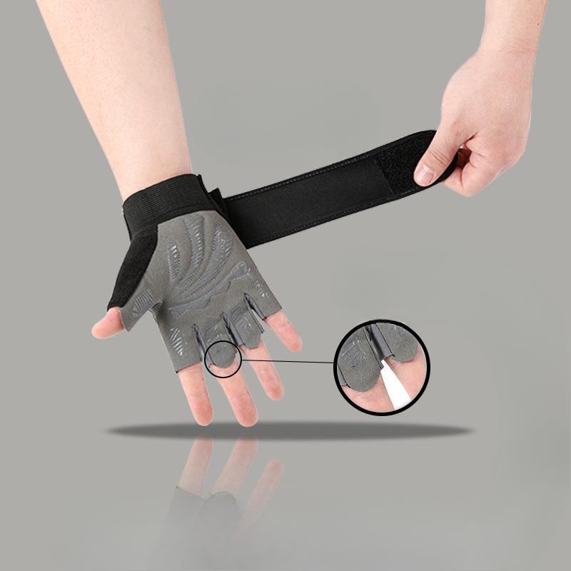 New Fitness Gloves for Men and Women Outdoor Sports Wear Resistant Non Slip Shock Absorbing Wrist Guard Palm Breathable Riding Gloves Half Finger