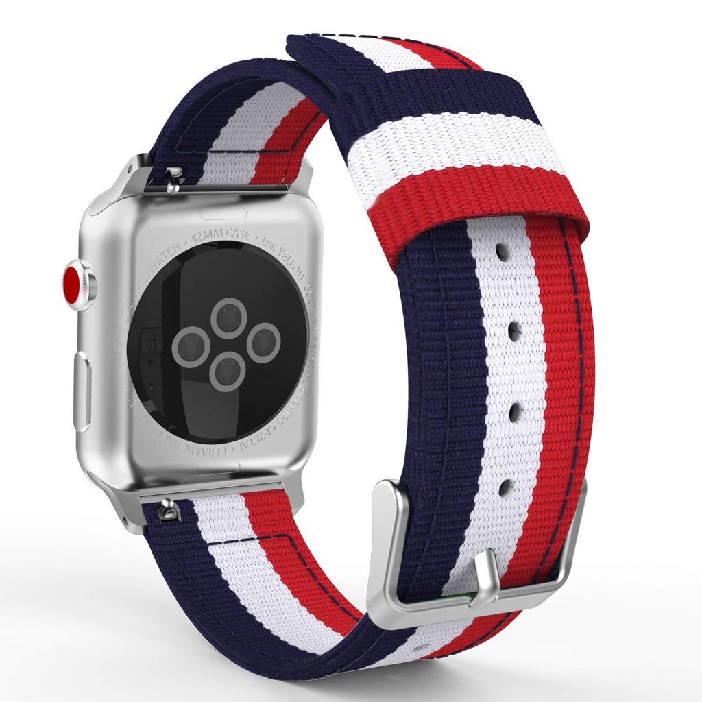 Metal Buckle Woven Nylon Watch Strap for Apple Watch Series 10 46mm/Ultra 2 Ultra 49mm/9 8 7 45mm/SE (2023) SE (2022) SE 6 5 4 44mm/3 2 1 42mm