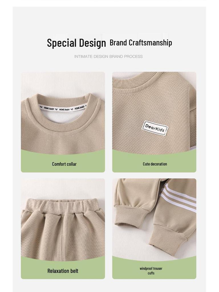 Boys' Spring & Fall Long-Sleeve Three-Piece Sportswear Set for Infants & Toddlers