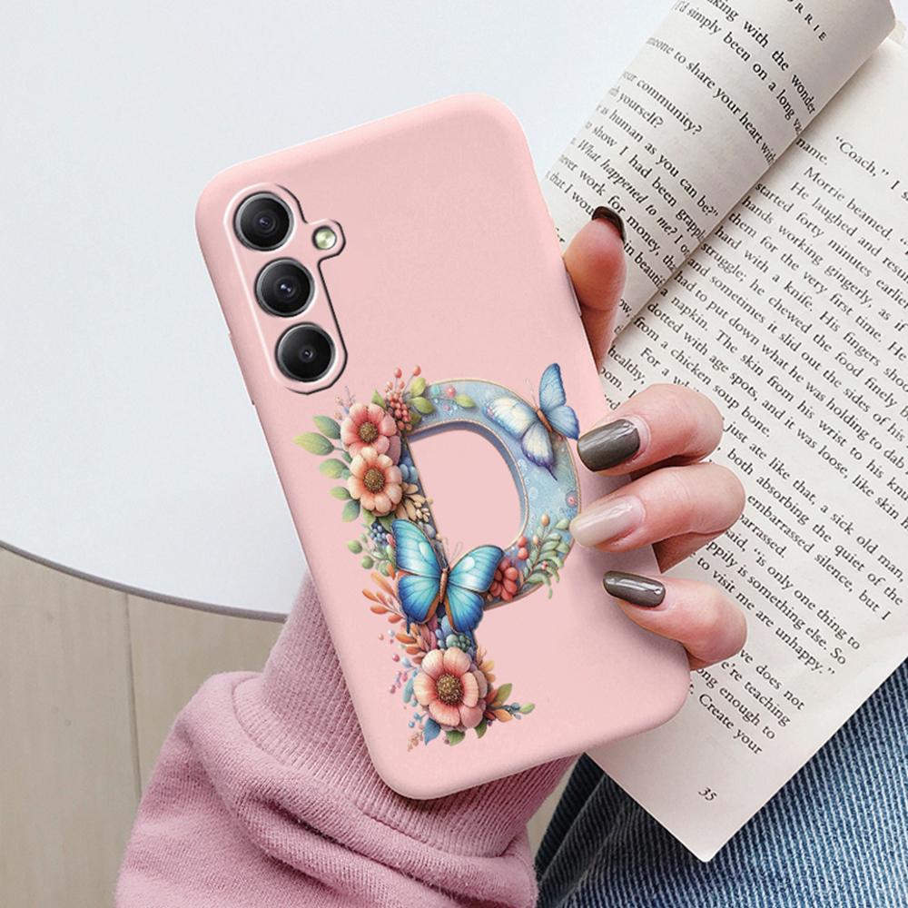 Phone Case For Samsung Galaxy A15 A25 A35 A55 A13 Colorful Letter Love Flower Butterfly Women INS Shell Fundas Bumper Soft Cover