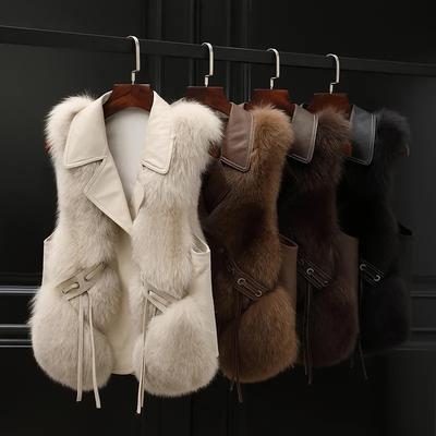 Imitation Fuchs Pelz Weste Jacke Frauen Pelz Weste Jacke Winter Weste Kurze Pelz Weste Weibliche Vestcoat Ärmellose