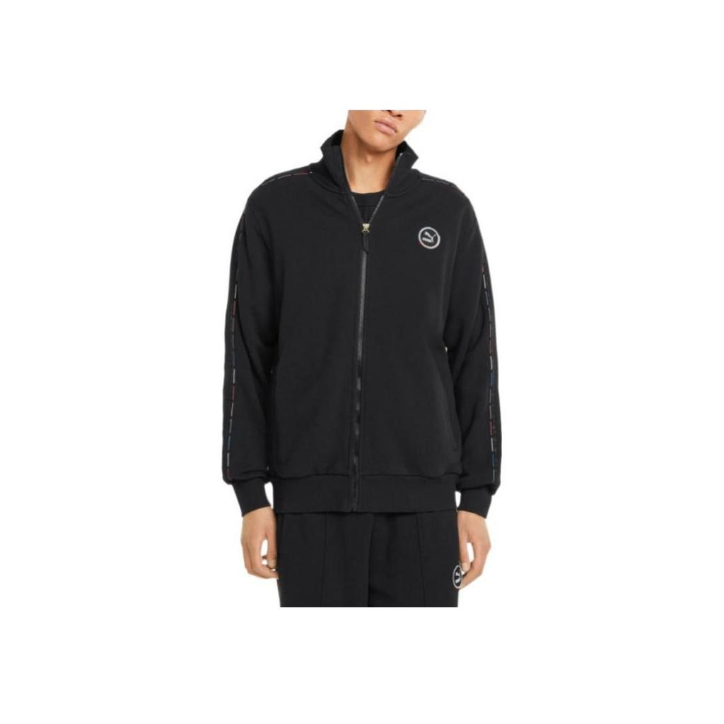 Puma Logo Print Stand Collar Zip-Up Sports Jacket Unisex Outerwear Black 535371-01