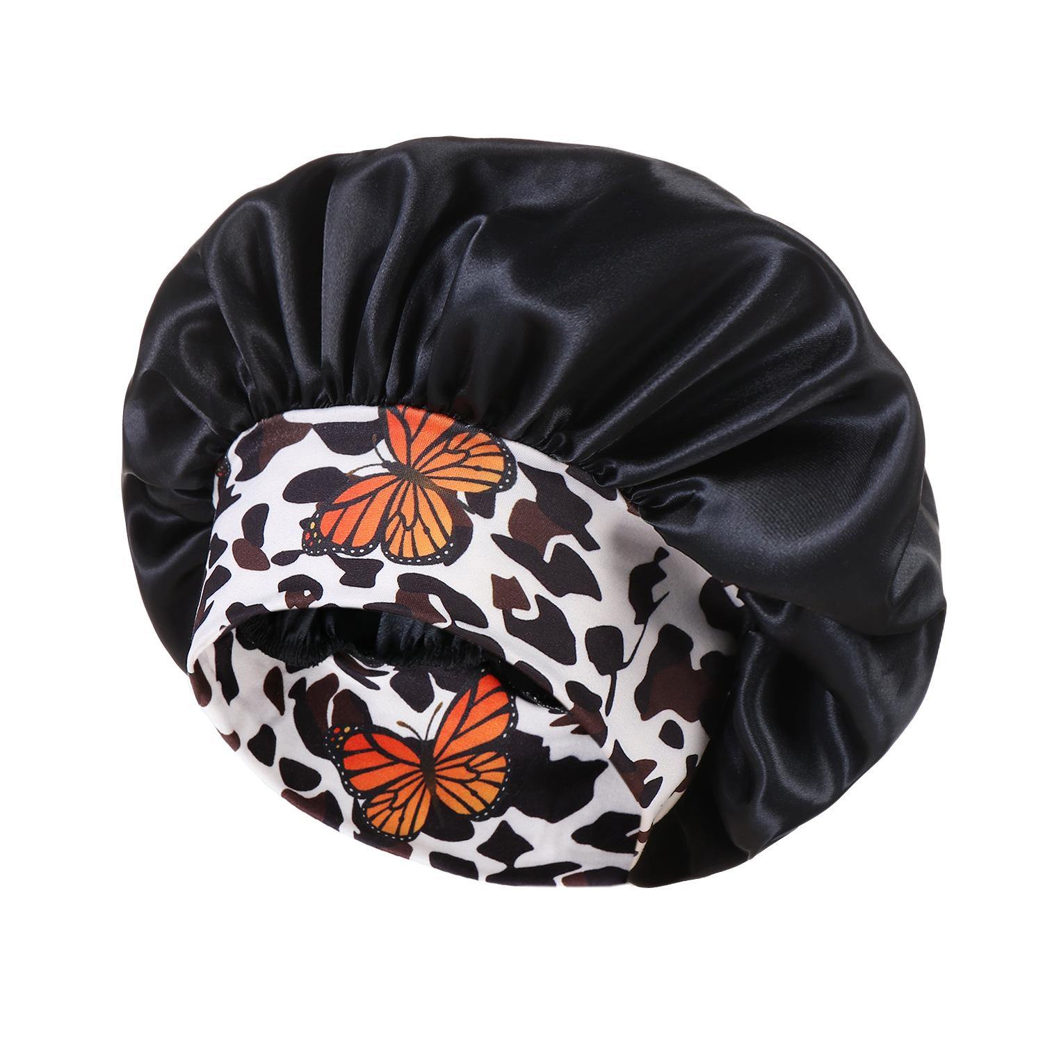 

JYL TS DIY Crystal Linen Turban Hat Women Chemo Cap Cotton Blend Orangebutterflywithblackhatandwhitebackground абрикос світлого кольору