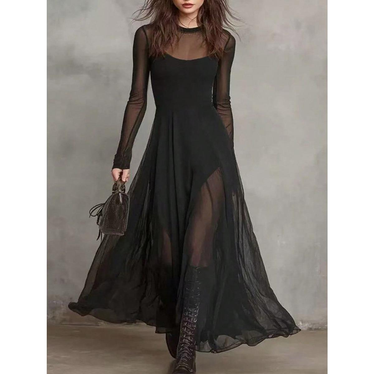 European American Women s Elegant Sexy Mesh Patchwork Two Piece Dress XS