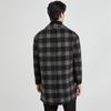 Autumn and Winter Men's Woolen Coat Korean Style Black and Gray Plaid Thickened Mid-length Wool Double-sided Woolen Coat