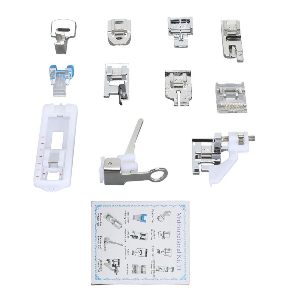 11pcs Snap On Design Sewing Machine Presser Foot Set MultiFunction Universal Replacement Presser Foot Low Shank Type Zinc Alloy