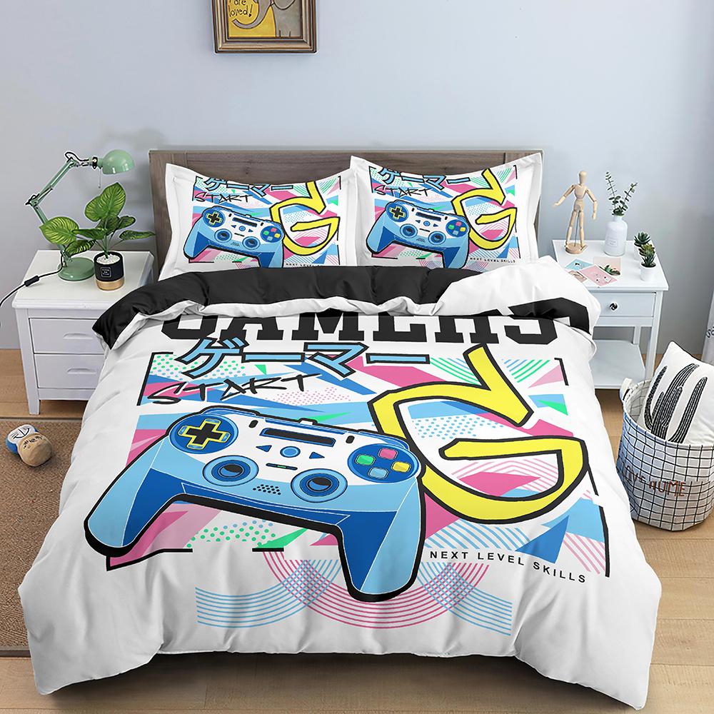 Gamepad Polyester Duvet Cover Set Colourful Button King Play Gamer Bedding Set Kid Teen Man Video Game For Child Game Room Decor