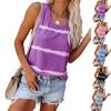 Women Sleeveless Casual Tank Top Striped Round Neck Summer Lightweight Soft Fabric Comfortable Fit