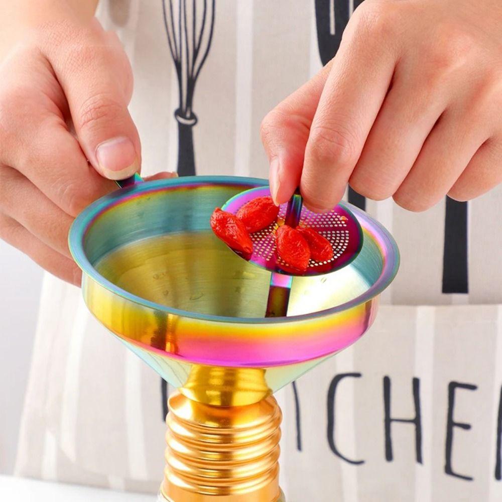 Wide Mouth Stainless Steel Funnels Anti-slip Handle Funnel for Filling Small Bottles Oil
