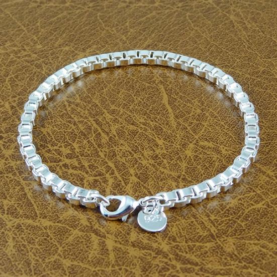 Bracelet Silver Plated Box Chain Fashion Unisex Bracelet Bangle Jewelry for Banquet