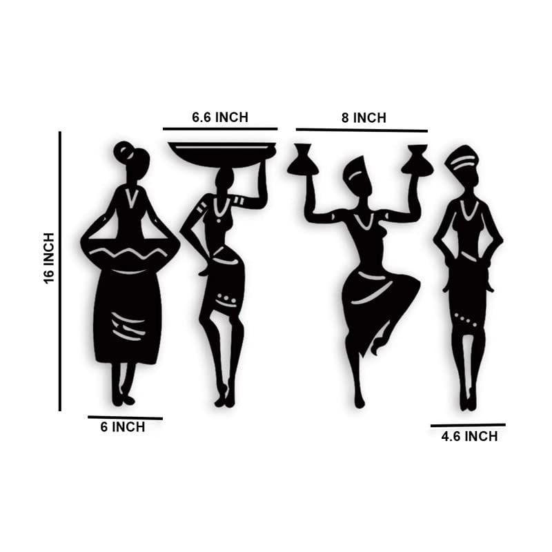 Women 4 Pcs Wall Decor Art, Hall Decoration Items for Living Room, Office, Drawing Room, Bedroom ( Black)