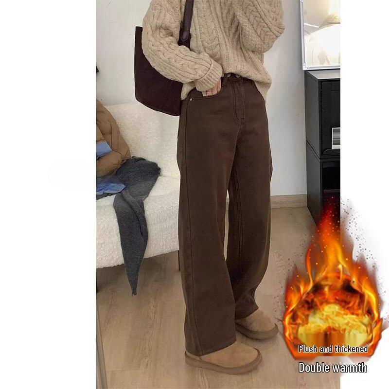 

Women s High-Waist Slimming Wide-Leg Floor-Length Jeans for Autumn/Winter 2025 XXL