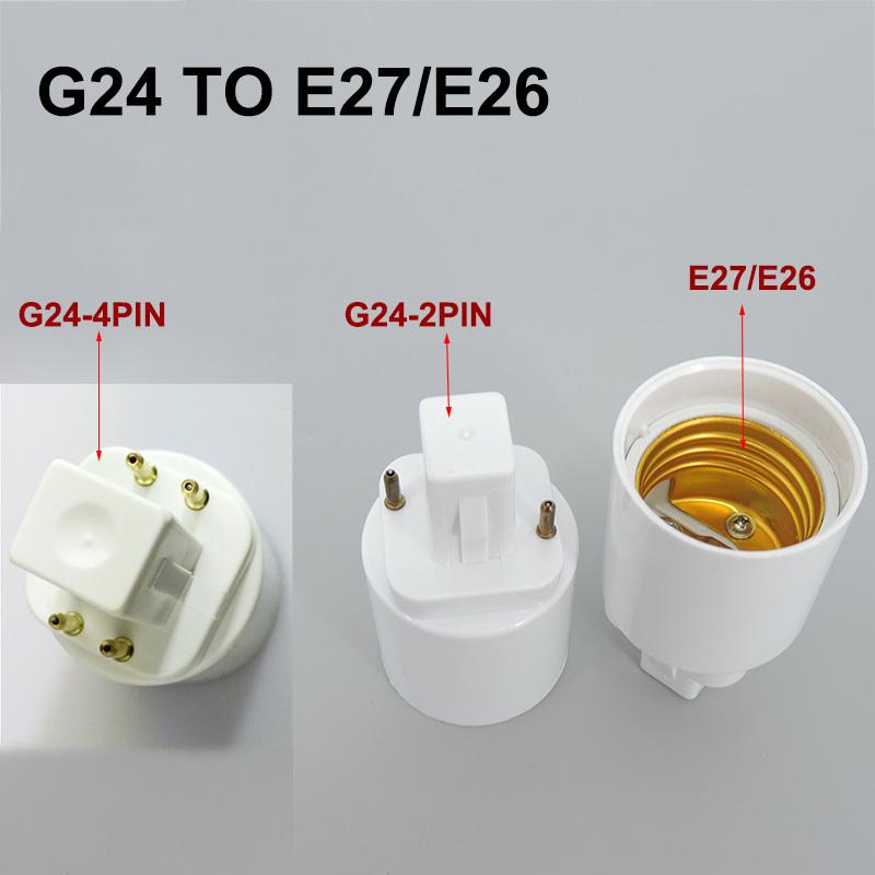 ABS LED AC G23 G24 To E27 power Adapter Socket Halogen CFL Light Lamp Base Converter G23 to E27 Bulb Holder 2pin 4pin 110V 220V