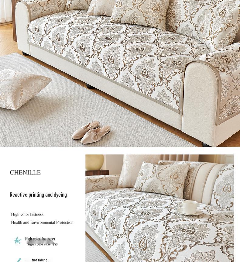 Funda de Cojín de Sofá Jacquard Antideslizante Cuatro Estaciones - Estilo Europeo, Lujo Ligero, Diseño Moderno