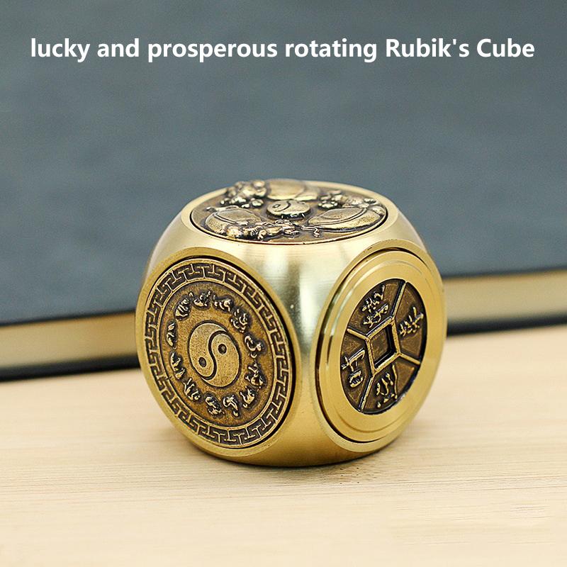 Rotating Six-Faced Chinese Lucky Coin Spinner Fidget Toy Stress Anxiety Relief Sensory Focus Tool For Birthday Christmas Gift