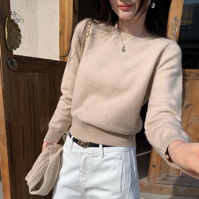 Women's Two-Piece Set: Korean-Style Navy Collar Shawl & Knit Sweater for Autumn/Winter
