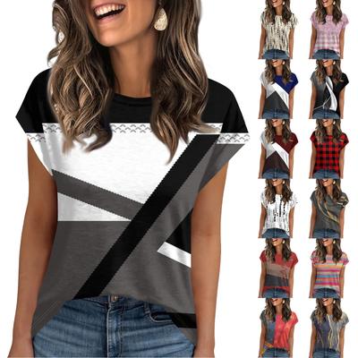 Women Work Casual Fashion Short-sleeved Round Neck T-shirt Top