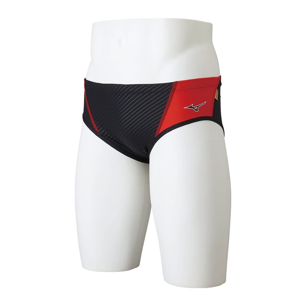 MIZUNO EXER SUITS Super Short Swimsuit Size for Competitive and Training Swims Men's N2MB2577, Black/Red, XS,