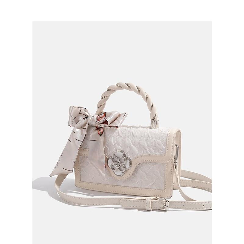 IELGY Small Square Bag Niche Design High-End Bow Crossbody Bag