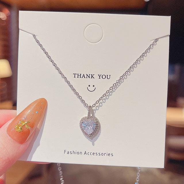 

Цепочка с подвеской в форме сердца из циркония для женщин и девушек, простое классическое ожерелье из титановой стали с надписью «Любовь», модные ювелирные изделия