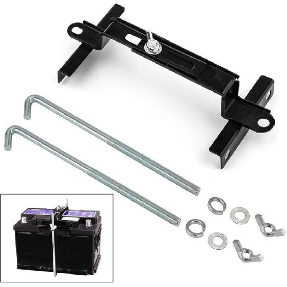 Adjustable Battery Hold Down, Universal Battery Adjustable Crossbar With L Bolt Battery Tie Down Holder For Cars SUVs (Bolt Length 27Cm/10.63Inches)