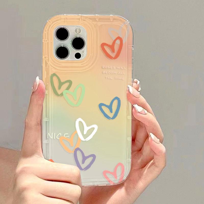 Gradual change of small love applies to iPhone17Pro airbag mobile phone case 14Pro niche x Apple 12 all-inclusive 15/13