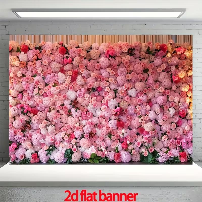 2D Pink Flower Wall Backdrop Cloth for Romantic Wedding Ceremony Bridal Shower Photoshoot