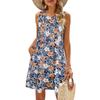 Summer Women's Beach Dress Bohemian Style Sleeveless Fresh Floral  T-shirt, Vest And Vest Dress Elegant Short Dress