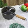 Fiegcit Iwatetsu Ironware Cast Iron Fryer, Mini Cast Iron Pot, Nanbu Ironware, Durable with Wooden Handle, Iron Saucepan, Milk Pan, Non-Silicone Coati