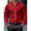 Men's Casual Geometric Print Long Sleeve Shirt - Breathable Button-Up Collared Shirt for Spring & Fall