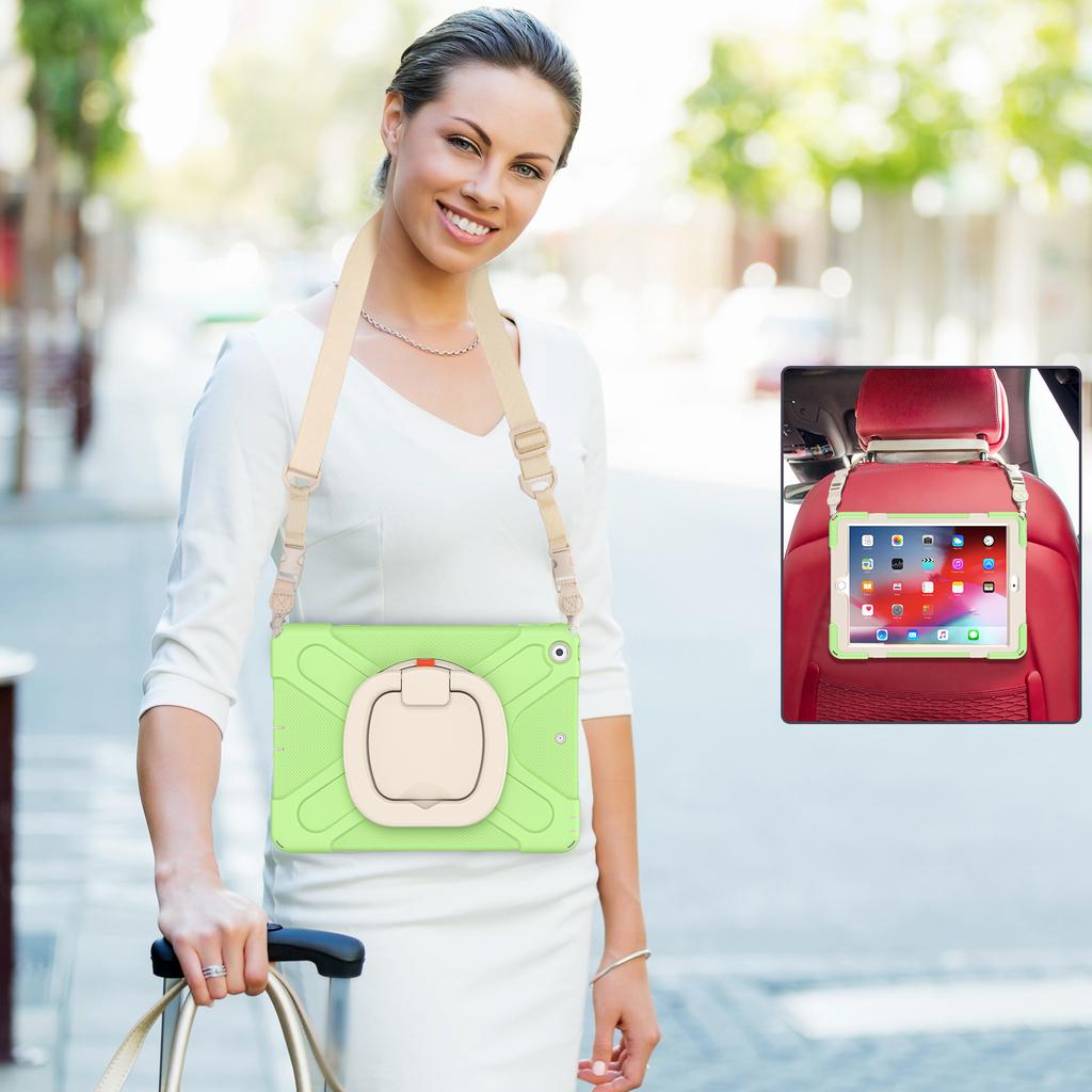 360 Rotating Kids Case Universal for IPad 10.2 2019 2020 2021 7th 8th 9th Generation Heavy Duty Stand Cover with Shoulder Strap