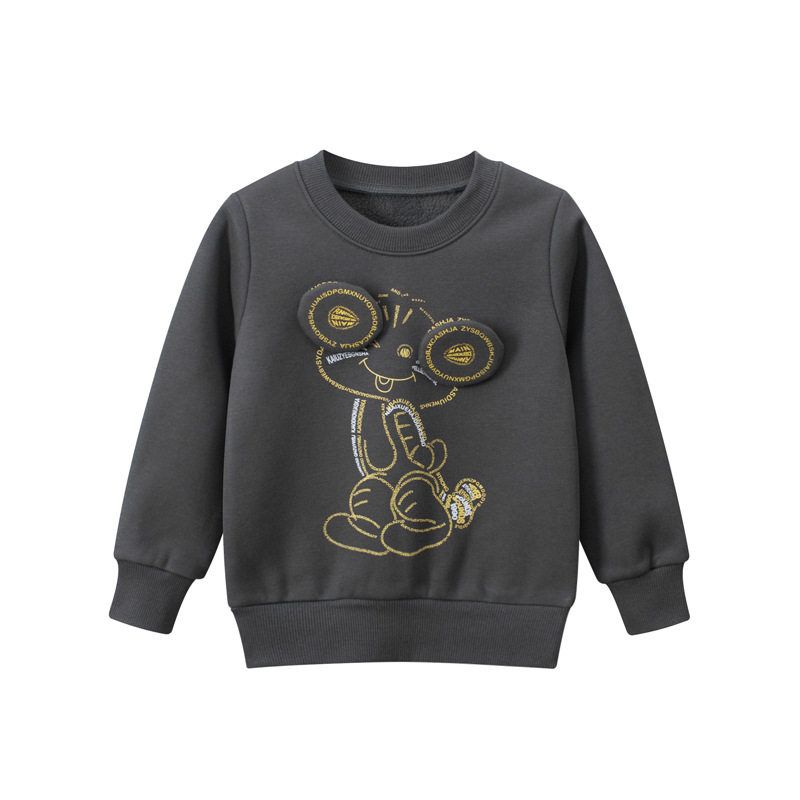 27home Autumn and Winter Brushed Hoody Little Tiger Children s Clothing Dark gray 120