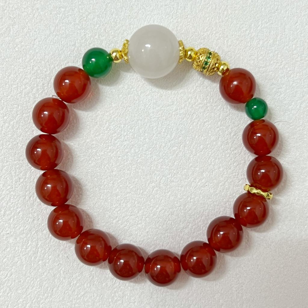 10mm Natural Stone Beaded Bracelets for Women Agate Round Beads Strand Bangle Semi-Precious Gemstone Jewelry Gifts